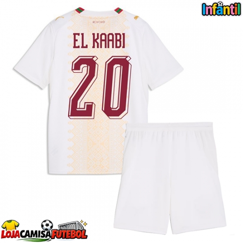 Camisa de Futebol Marrocos Ayoub El Kaabi #20 Equipamento Secundário Infantil Mundo 2026 Manga Curta (+ Calças curtas)